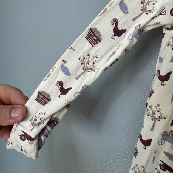 KICKEE PANTS muffin ruffle bamboo coverall w/ snaps natural farm print size 3T - Picture 6 of 6